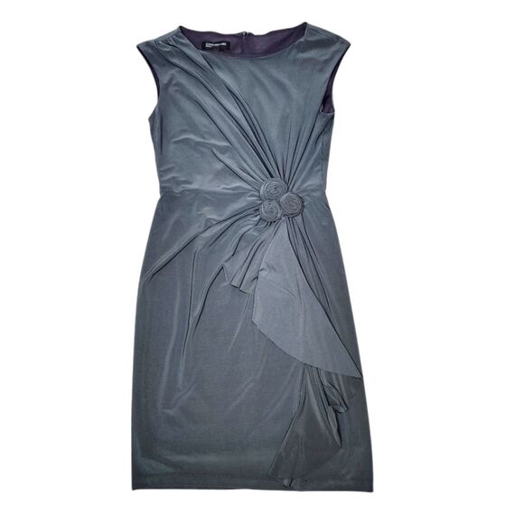 Y2K Jones New York Dress Sleeveless‎ Short Gray Wrap Stretch Roses Bodycon 6 - Picture 1 of 10
